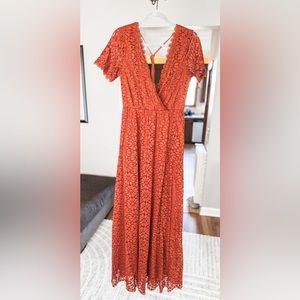 Baltic Born Venice Lace Maxi Dress, Rust colored